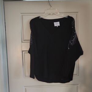 Louis Vuitton Black Boxy Embellished Blouse